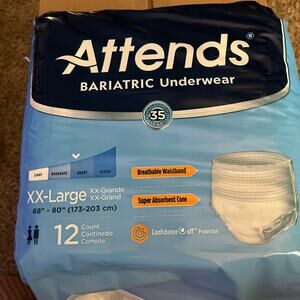 Attends Bariatric underwear size XX-large 12 New in pkg in box. 4 packs per case